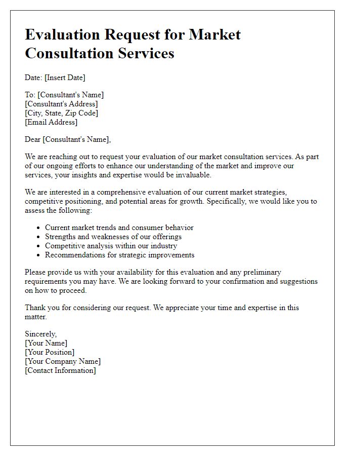 Letter template of Evaluation Request for Market Consultation Services