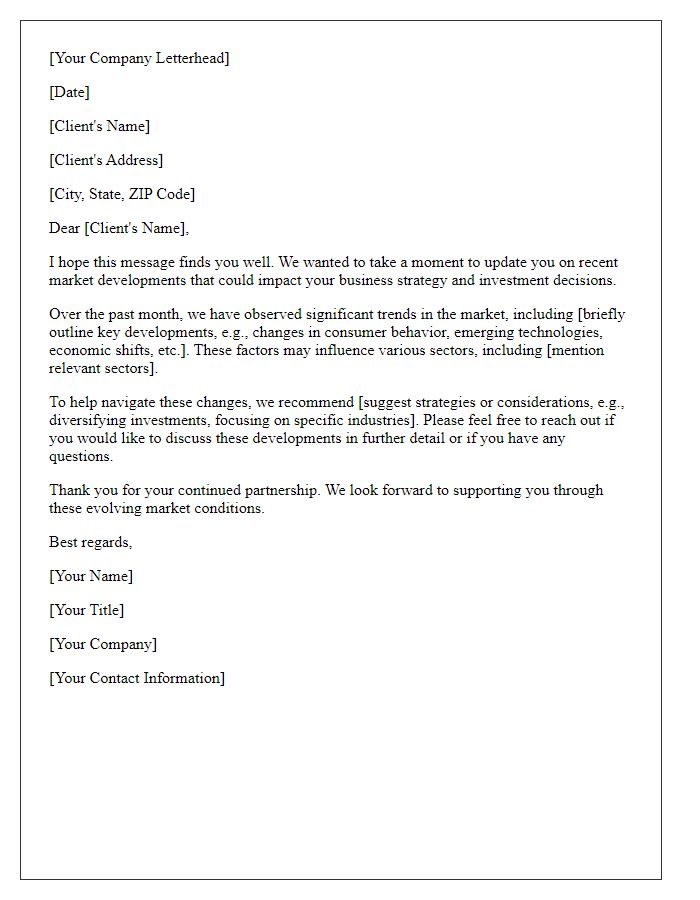 Letter template of Client Letter on Market Developments