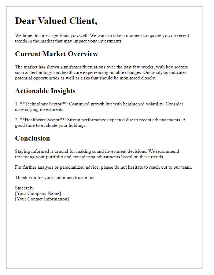 Letter template of Notification to Clients About Market Trends