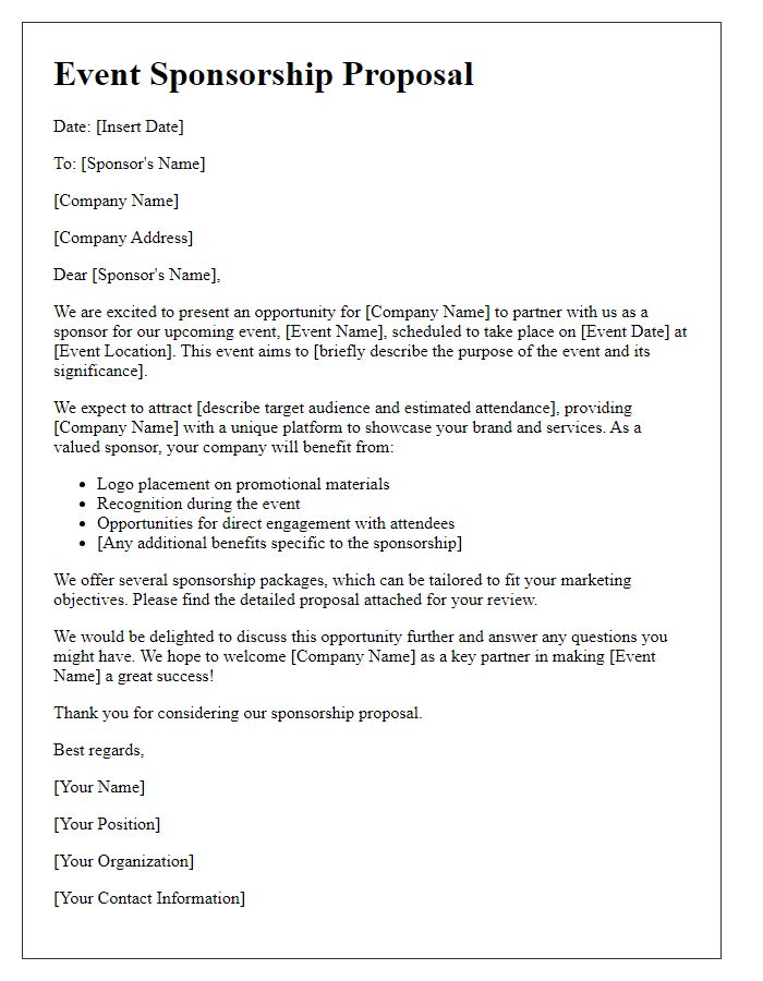 Letter template of event sponsorship proposal