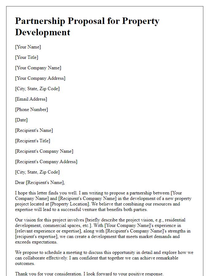 Letter template of partnership proposal for property development