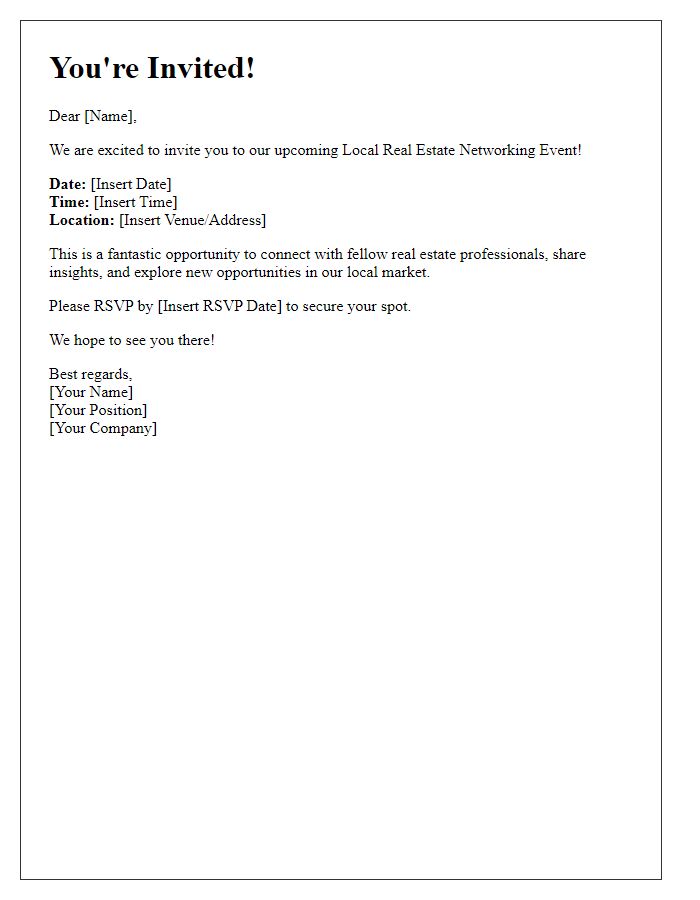 Letter template of Join Us for a Local Real Estate Networking Event