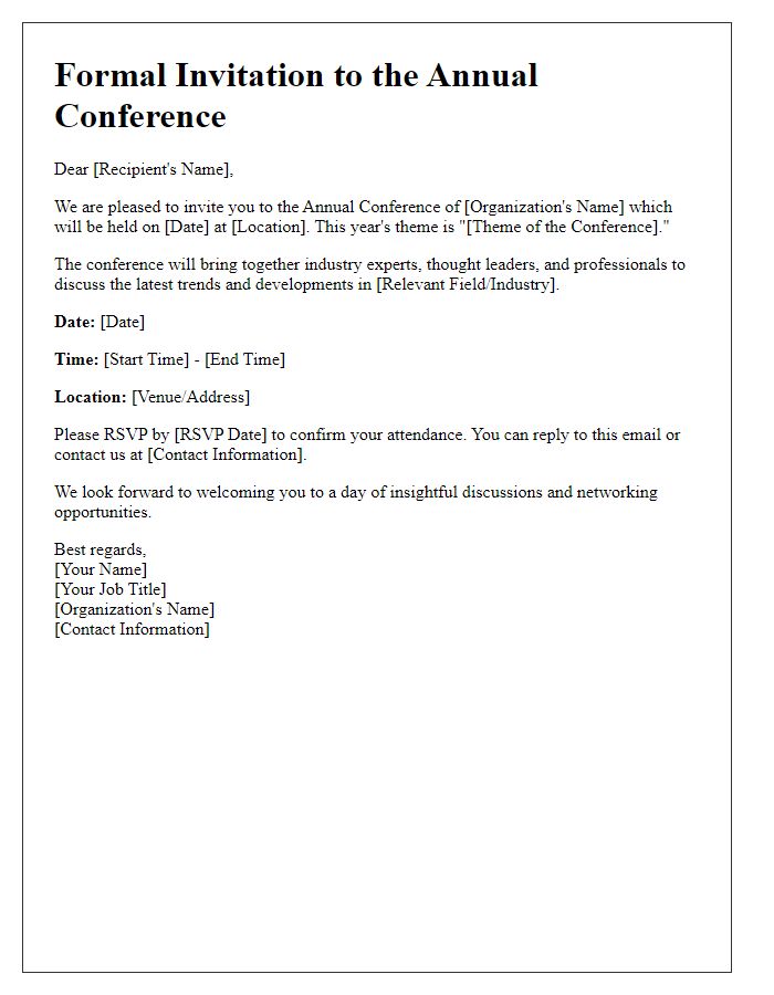 Letter template of formal invitation to an annual conference.