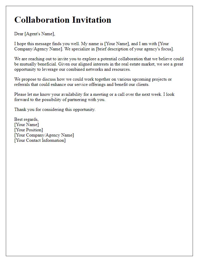 Letter template of collaboration invitation for property agents.