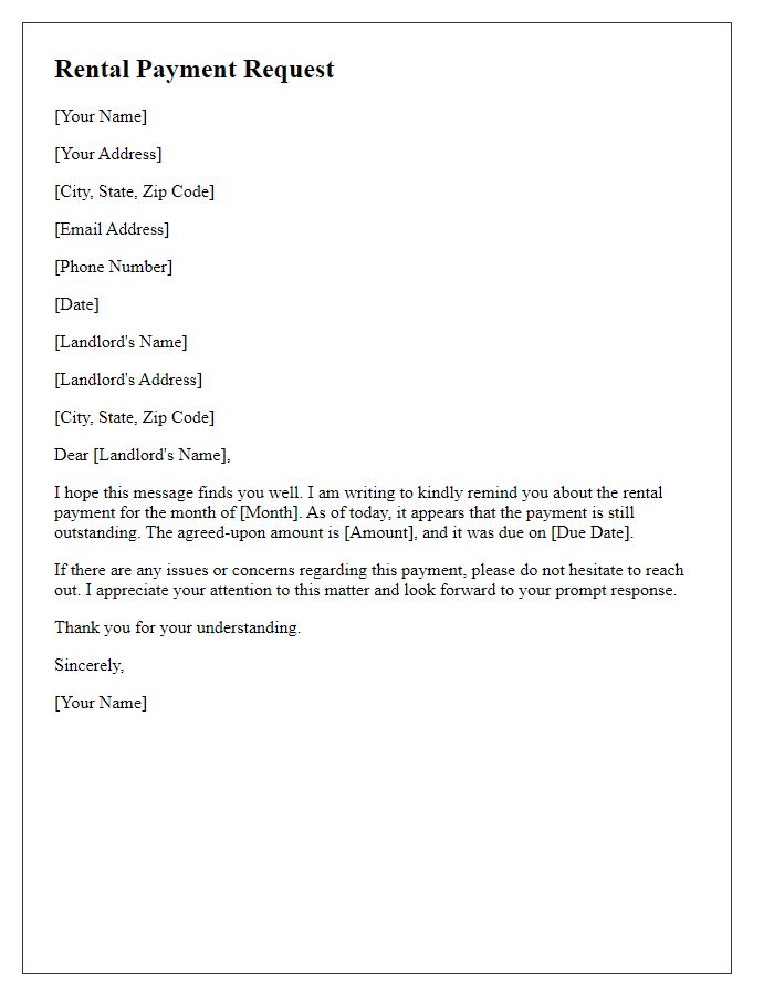 Letter template of rental payment request.