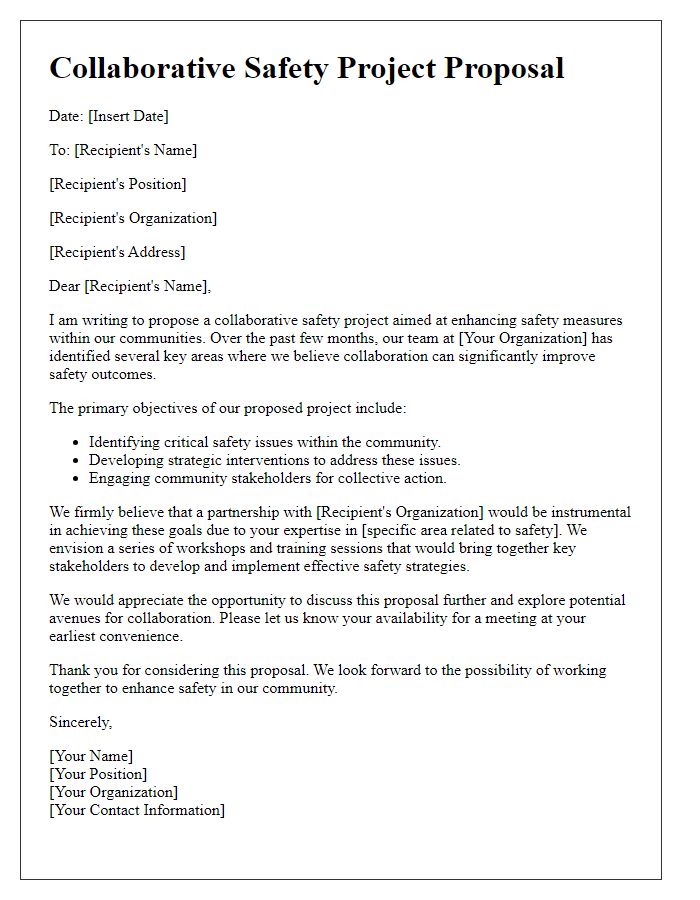 Letter template of collaborative safety project proposal