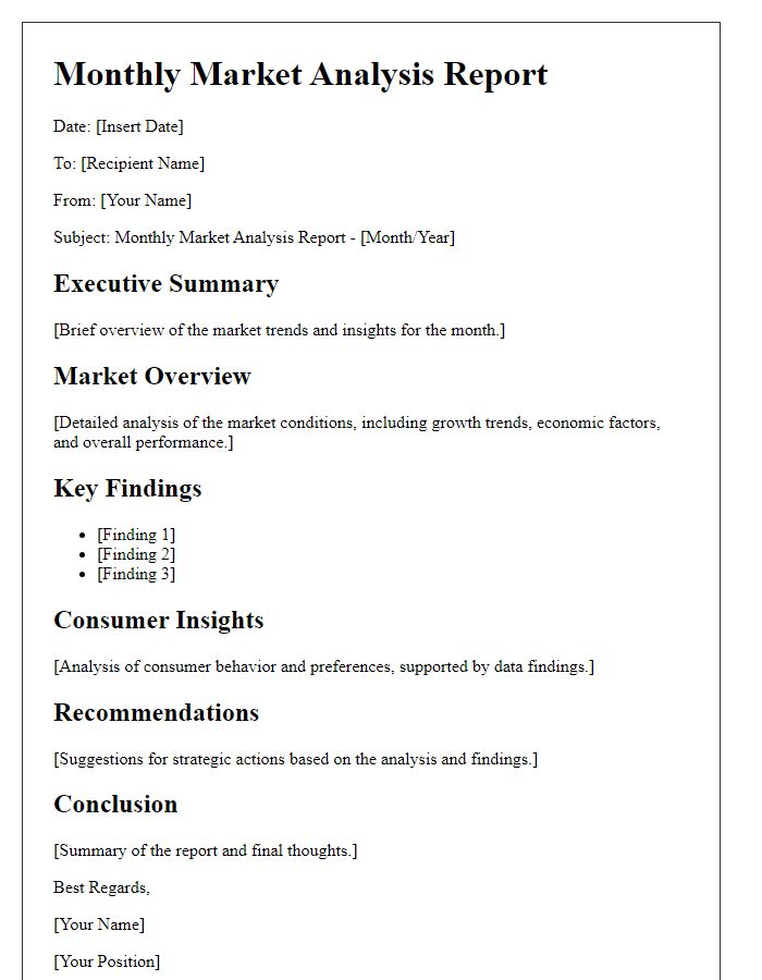 Letter template of monthly market analysis report