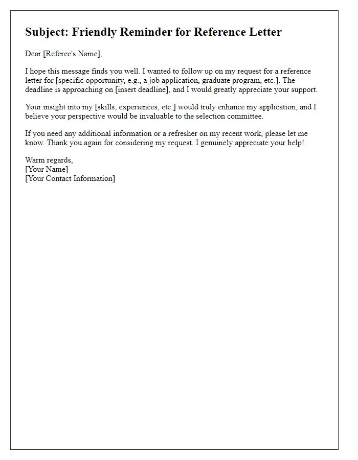 Letter template of nudge for outstanding reference letter