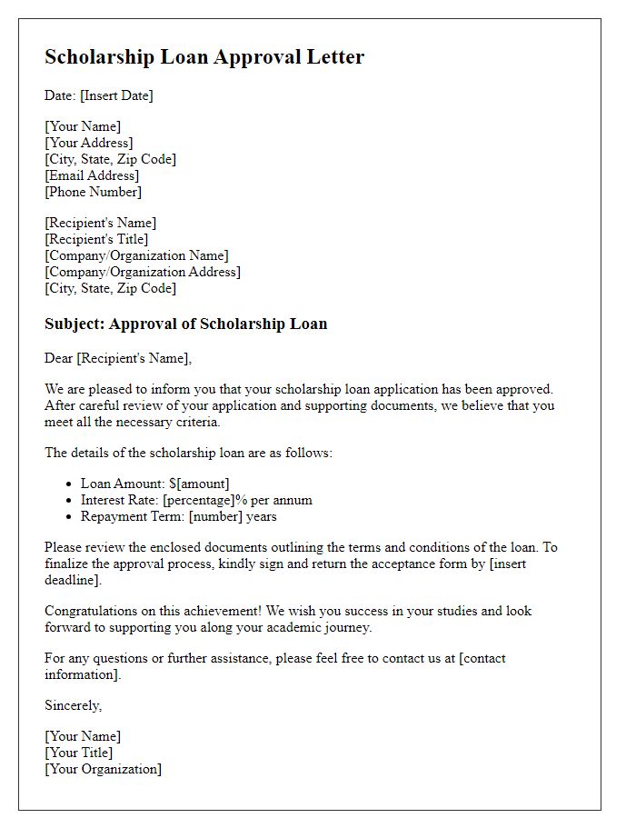 Letter template of scholarship loan approval letter