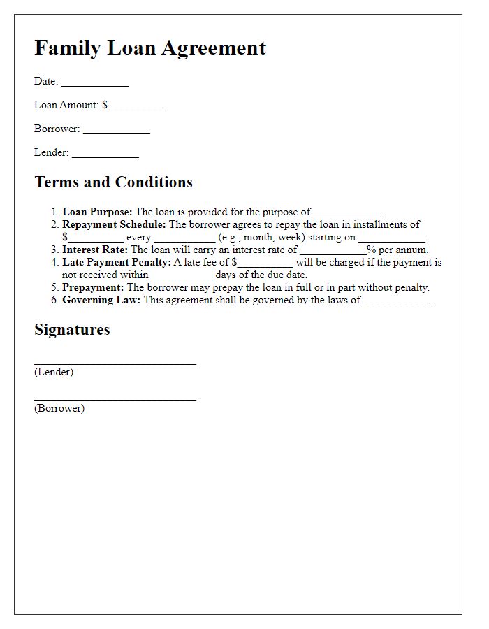 Letter template of family loan terms and conditions