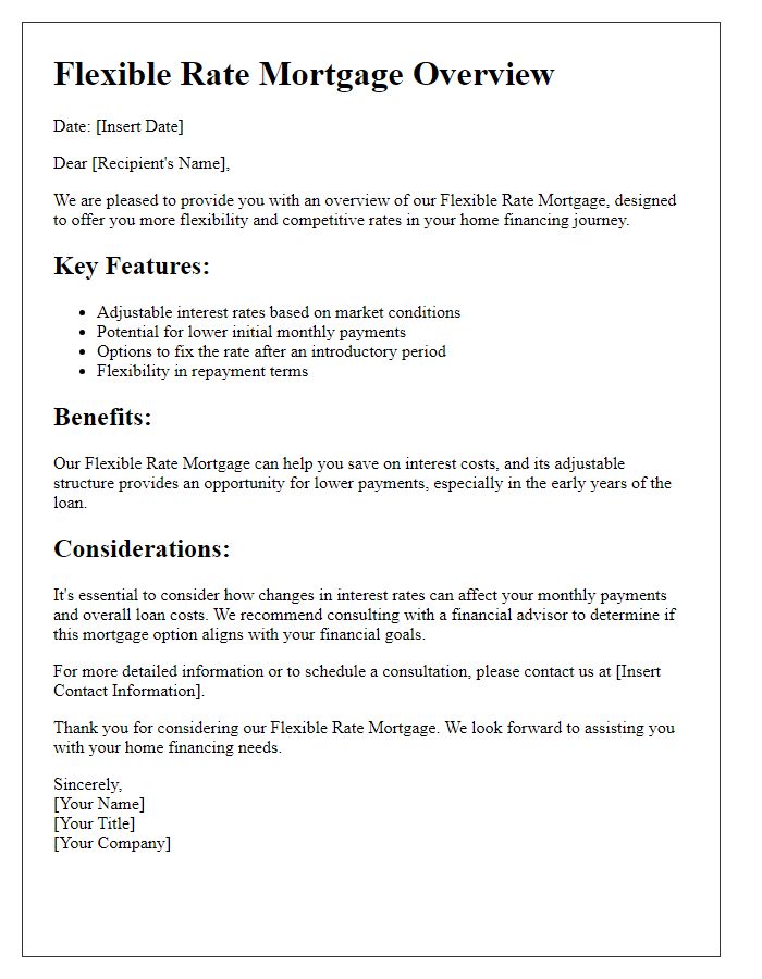 Letter template of Flexible Rate Mortgage Overview