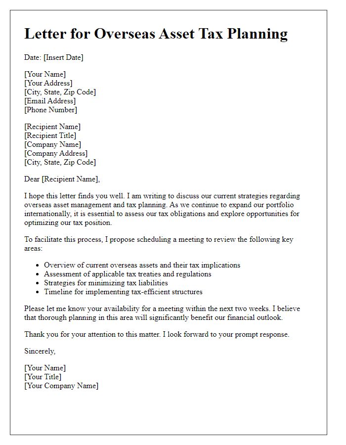 Letter template of overseas asset tax planning.