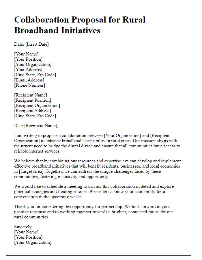 Letter template of collaboration proposal for rural broadband initiatives