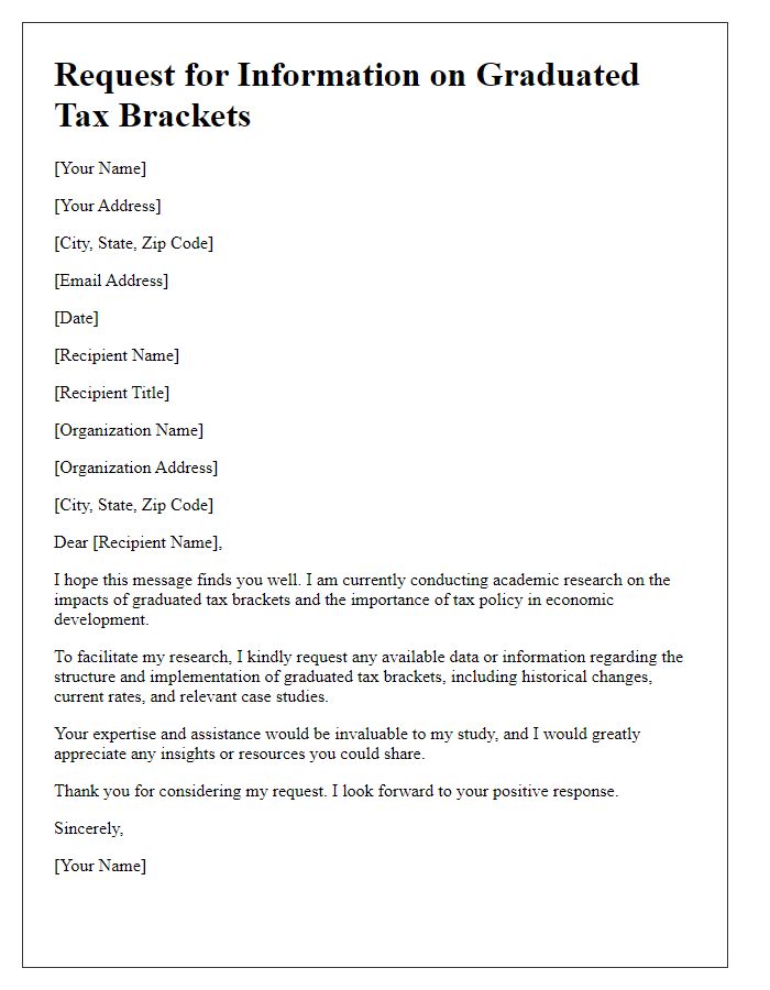 Letter template of graduated tax bracket information request for academic research