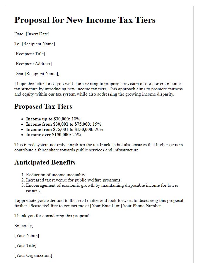 Letter template of proposing new income tax tiers