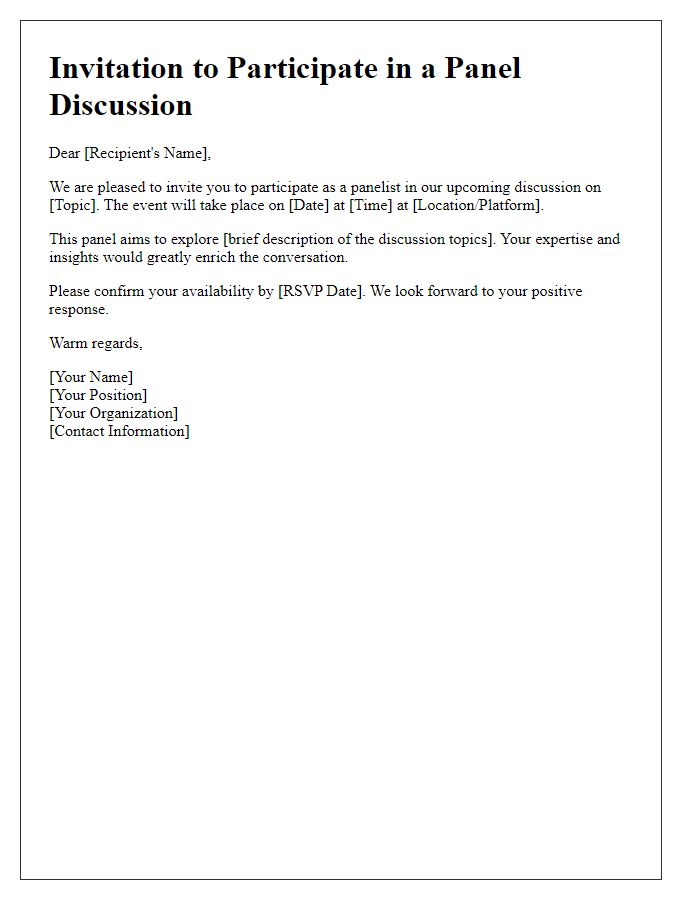 Letter template of invitation for panel discussion participation