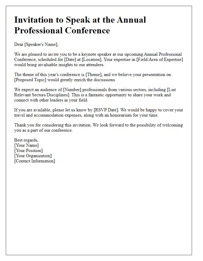 Letter template of invitation to speak at a professional conference