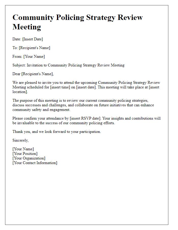 Letter template of community policing strategy review meeting