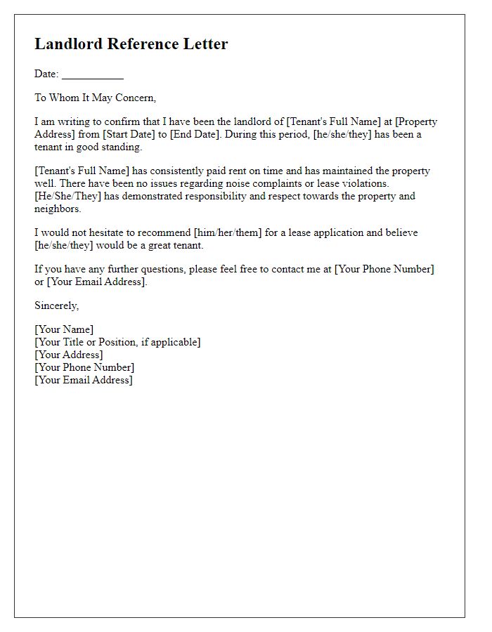 Letter template of landlord reference for lease application