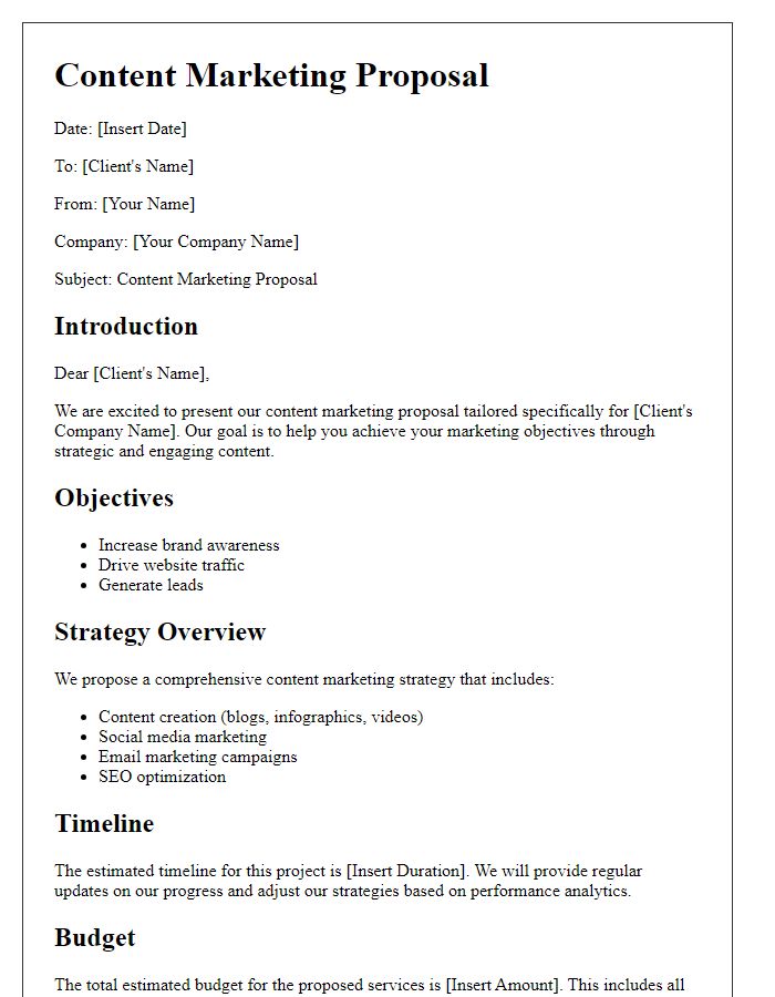 Letter template of content marketing proposal