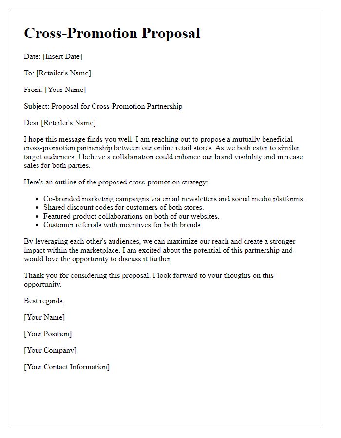 Letter template of cross-promotion proposal for online retailers