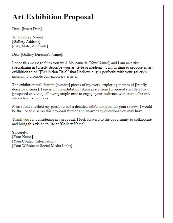 Letter template of art exhibition proposal.