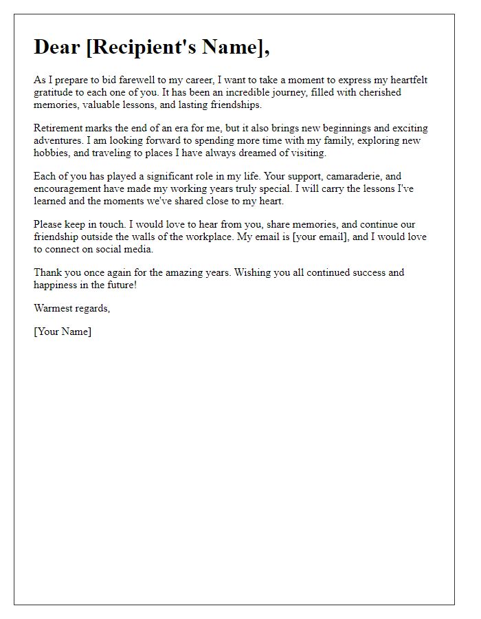 Letter template of inspiring retirement farewell letter