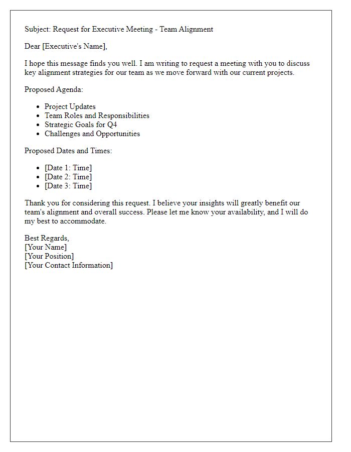 Letter template of Executive Meeting Request for Team Alignment