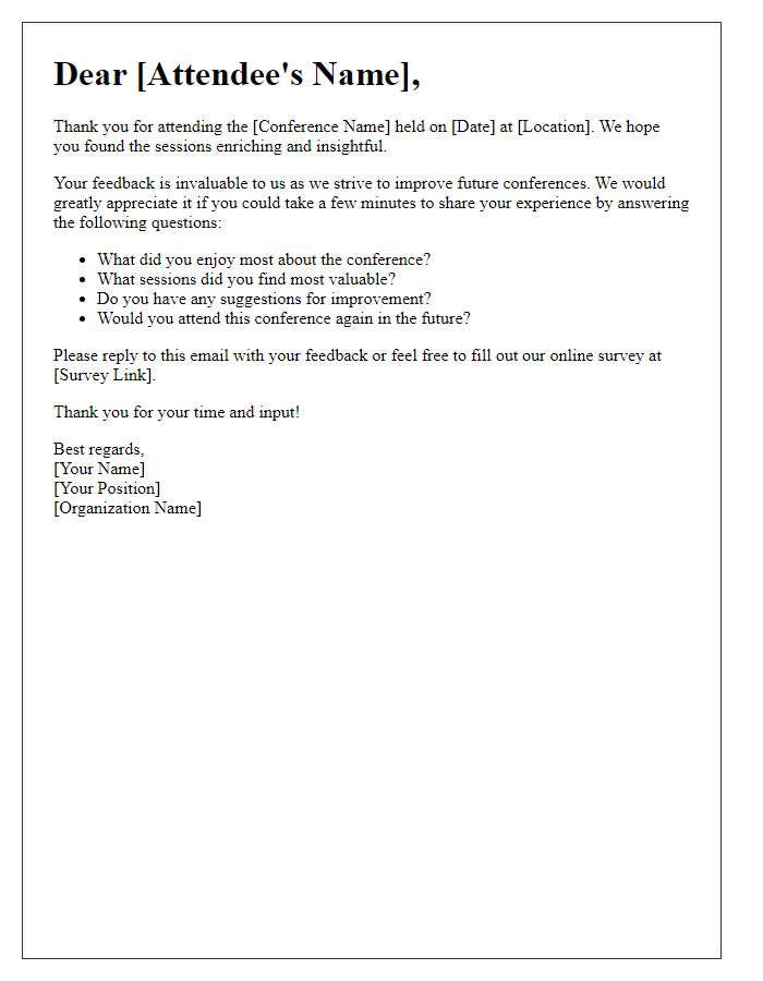 Letter template of feedback gathering for conference attendees