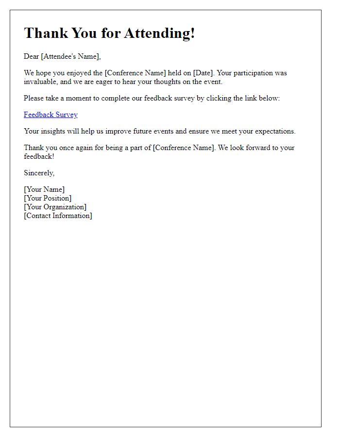 Letter template of post-event feedback solicitation for conference