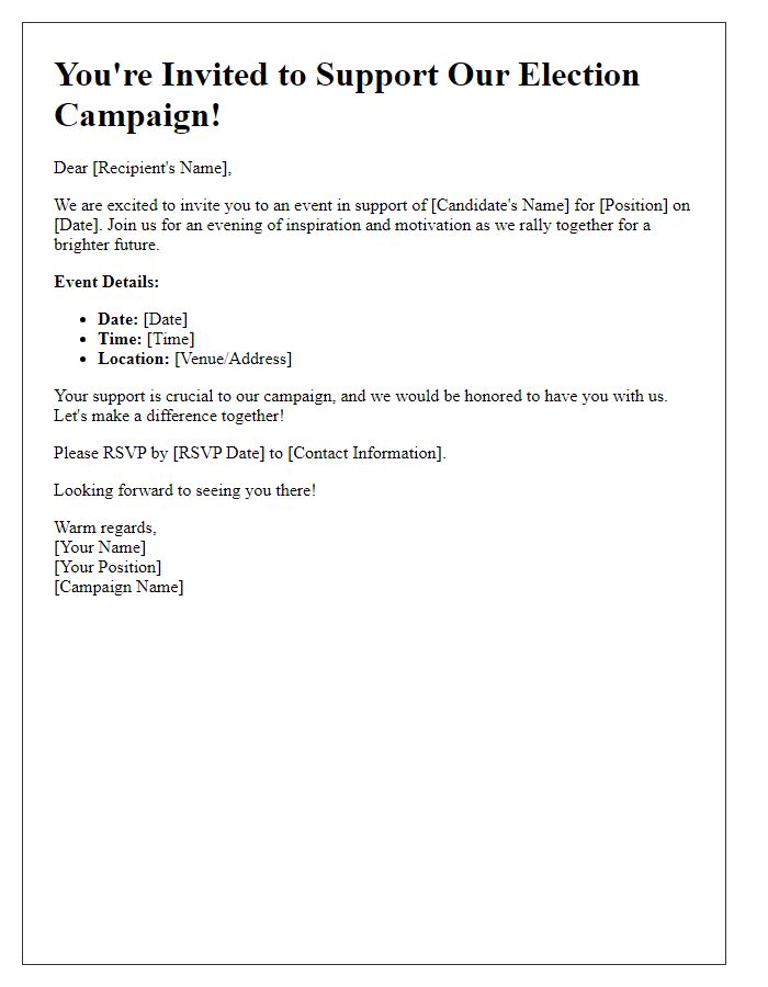 Letter template of event invitation for election campaign support