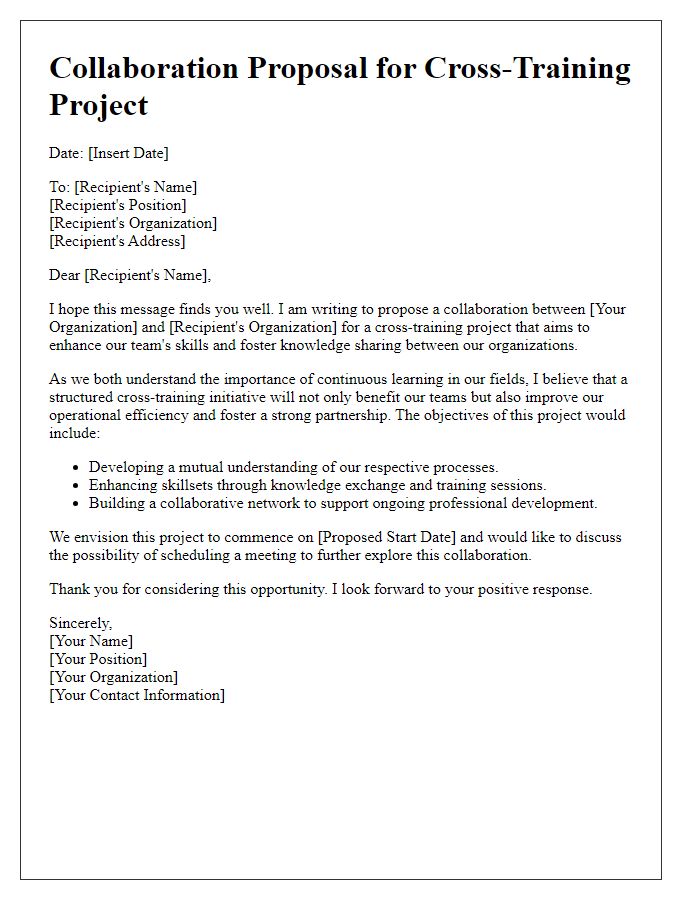 Letter template of collaboration for cross-training project