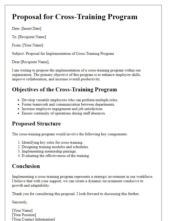 Letter template of proposal for cross-training program