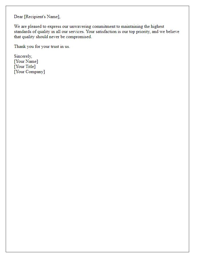 Letter template of Salutation for Commitment to Quality