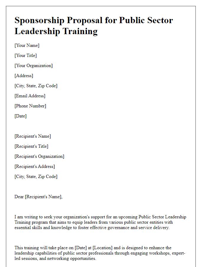 Letter template of sponsorship proposal for public sector leadership training