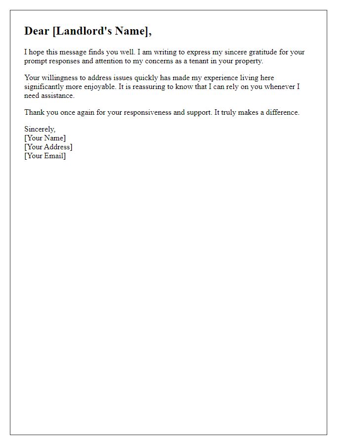 Letter template of thanks for a responsive landlord.