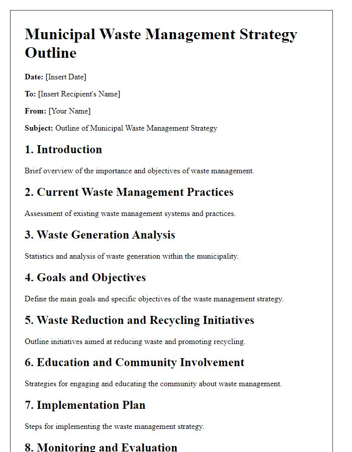 Letter template of municipal waste management strategy outline