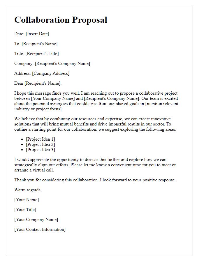 Letter template of PR professional collaborative projects