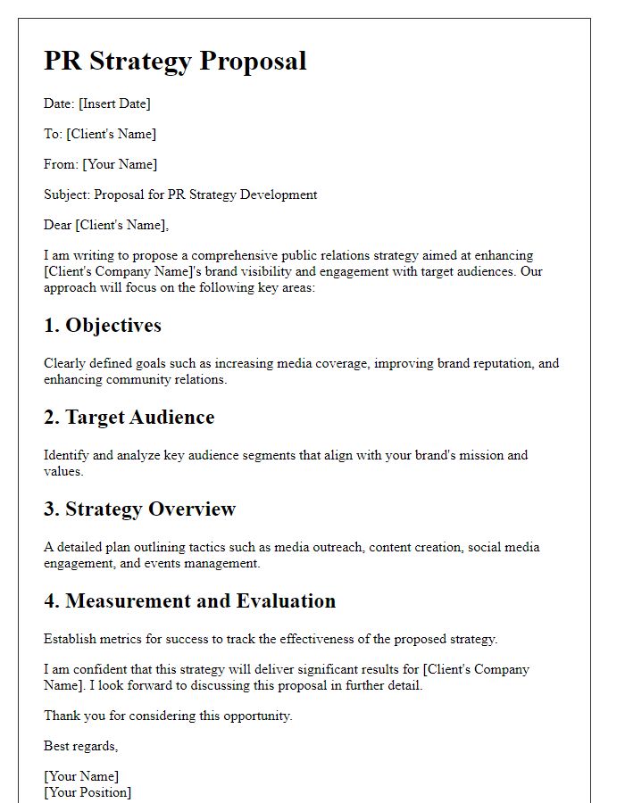 Letter template of PR professional strategy proposal