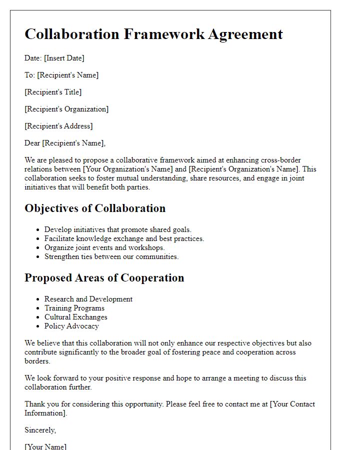 Letter template of collaboration framework for cross-border relations