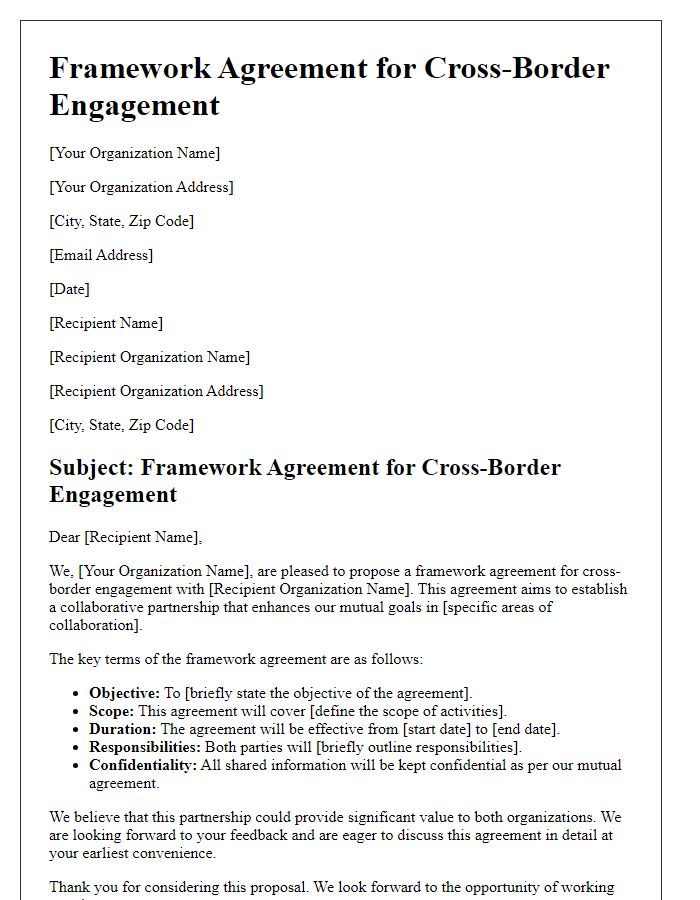 Letter template of framework agreement for cross-border engagement