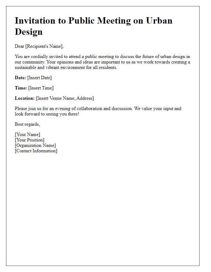 Letter template of public meeting invitation for urban design