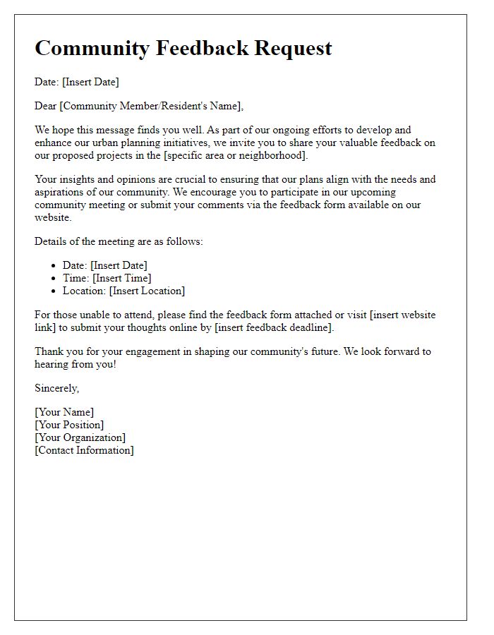 Letter template of urban planning community feedback request