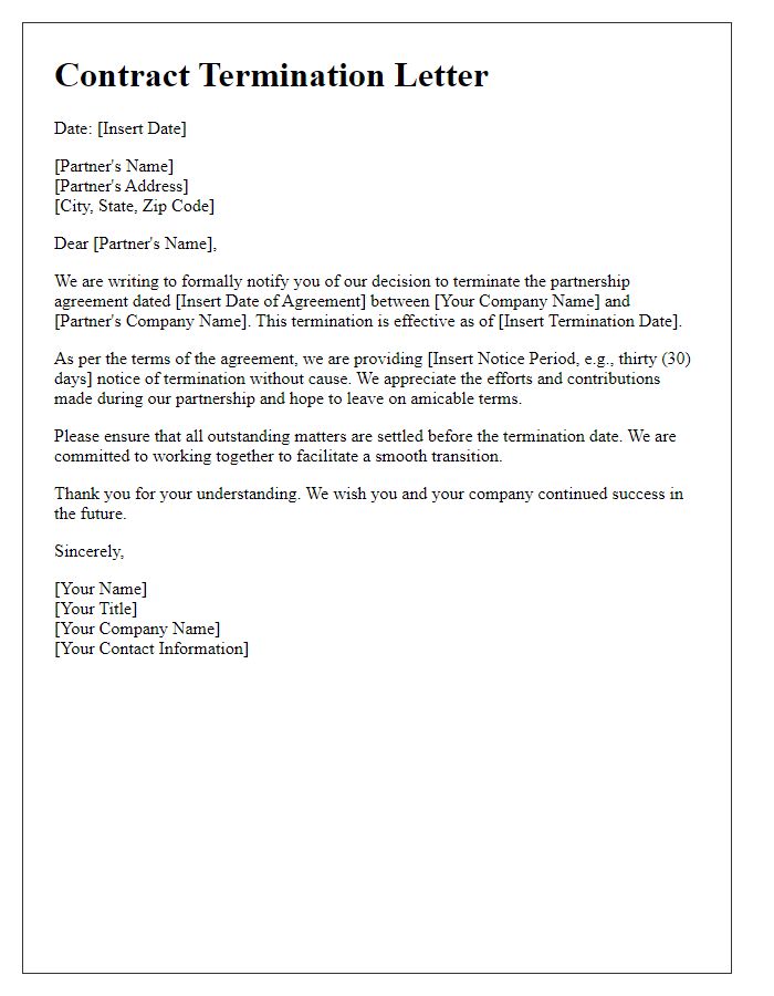Letter Template For Termination Of Contract Without Cause Free