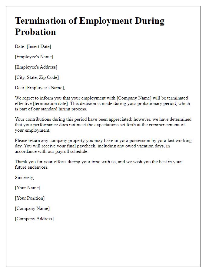 Letter template of dispatch for termination in probation.