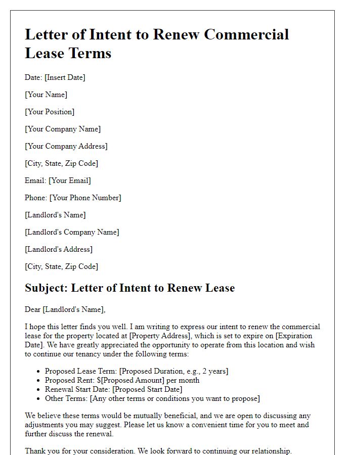 Letter template of intent to renew commercial lease terms.