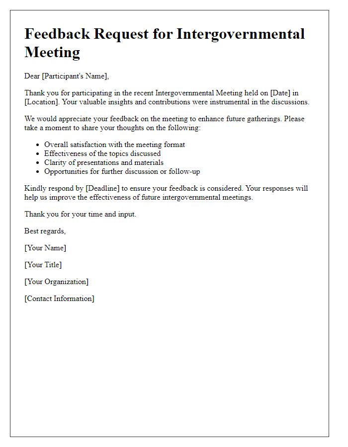 Letter template of intergovernmental meeting feedback collection