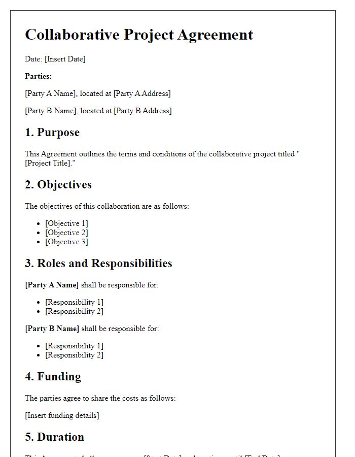 Letter template of Collaborative Project Agreement