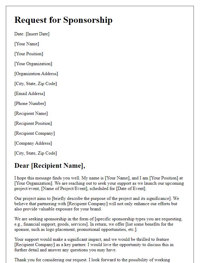 Letter template of sponsorship proposal request