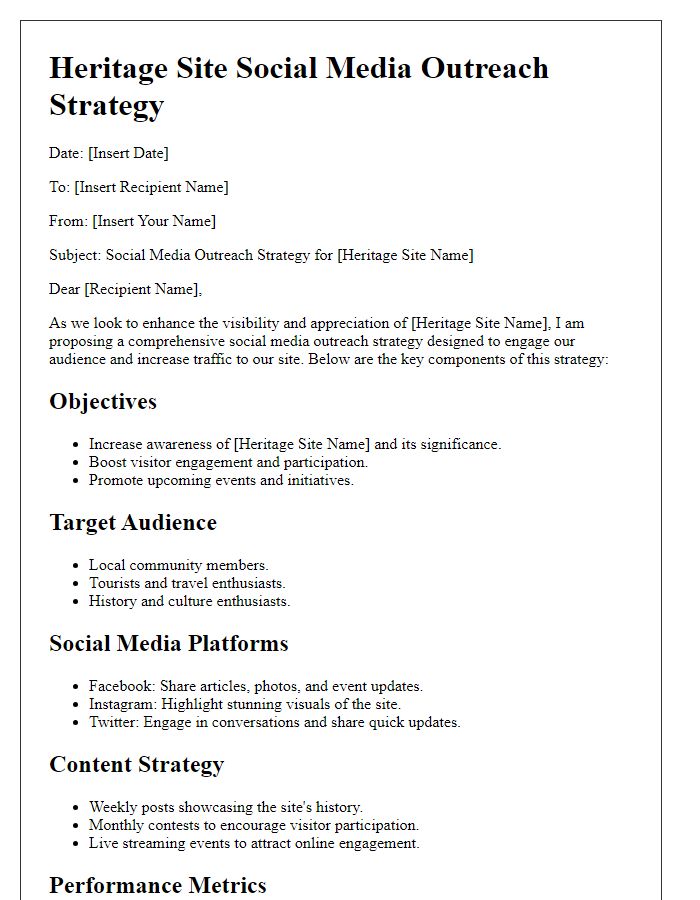 Letter template of Heritage Site Social Media Outreach Strategy